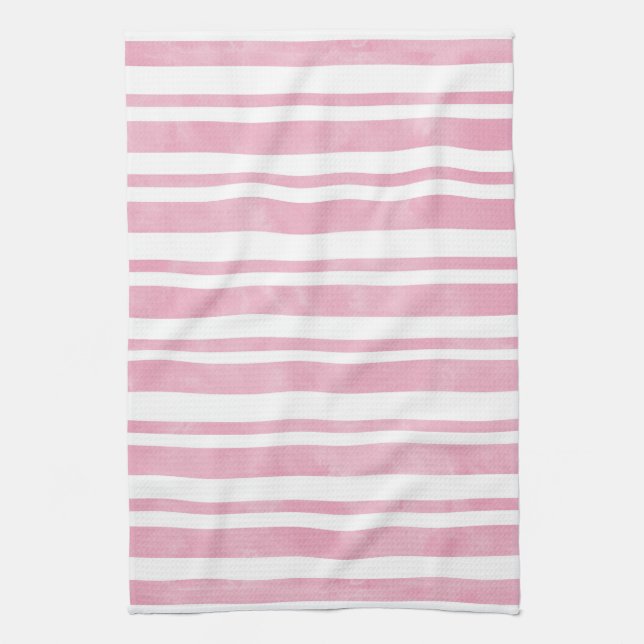Soft Pink Watercolor Stripes Tea Towel (Vertical)