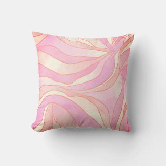 Soft Pink Watercolor Wavy Abstract Cushion