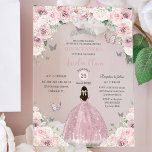 Soft Pink White Floral Princess Quinceañera XV 16 Acrylic Invitations<br><div class="desc">Celebrate in style with this elegant acrylic invitation card featuring a hand-drawn watercolor design. Adorned with beautiful blush pink, dusty pink, and white rose florals, a girl in a soft pink dress, delicate butterflies, and silver accents, this invitation is perfect for a birthday party, sweet sixteen, quinceañera, or any special...</div>