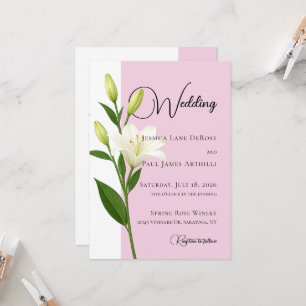 Soft Pink White Lily Wedding Invitation