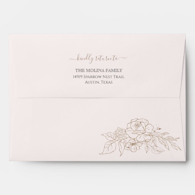 Soft Pink & White Luxury Elegant Roses w/ address  Envelope (Back (Top Flap))