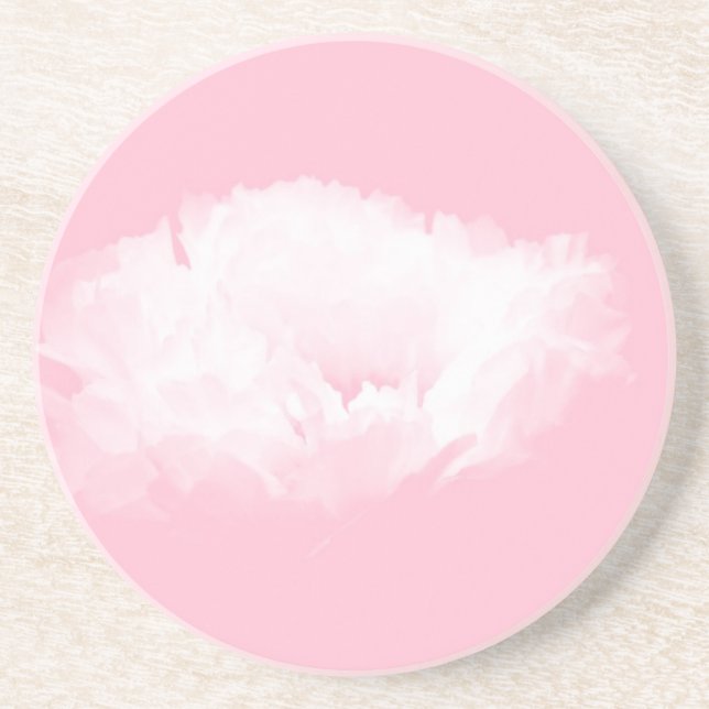Soft Pink White Peony - Floral Coaster (Front)