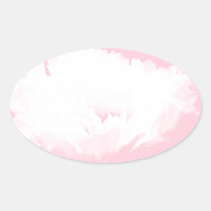 Soft Pink White Peony - Floral Oval Sticker