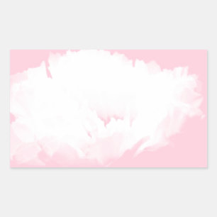 Soft Pink White Peony Floral Rectangular Sticker