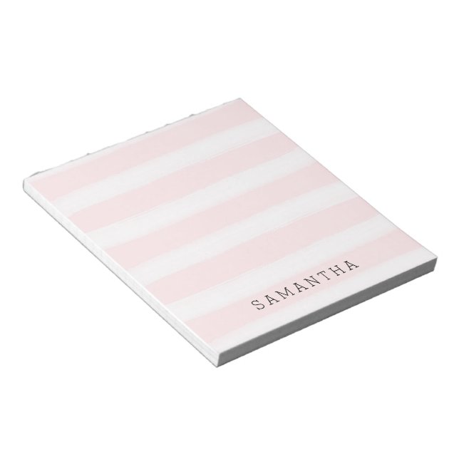 Soft Pink White Stripes Watercolor Notepad (Angled)