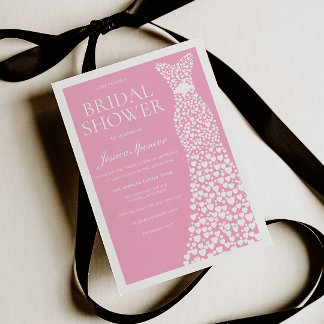 Soft Pink White Wedding Dress Border Bridal Shower Invitation