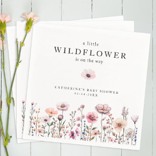 Soft Pink Wildflower Baby Shower Napkins – Boho Wa