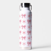 Soft Pink with Bow and snowflakes cute Water bottl
