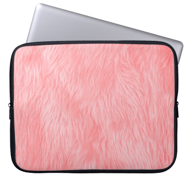 Soft Pink Wool Fur Texture Laptop Sleeve (Front)