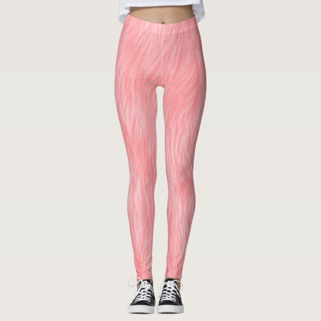 Soft Pink Wool Fur Texture Leggings (Front)