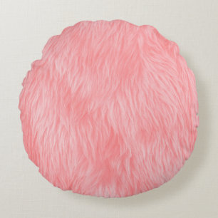 Soft Pink Wool Fur Texture Round Cushion