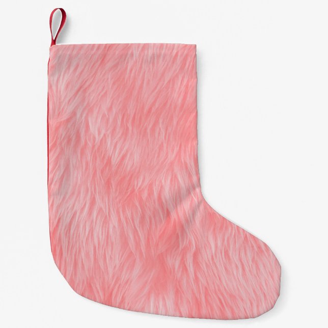 Soft Pink Wool Fur Texture Small Christmas Stocking (Front)