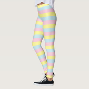 Soft Yellow and Pink Stripes Leggings, Zazzle