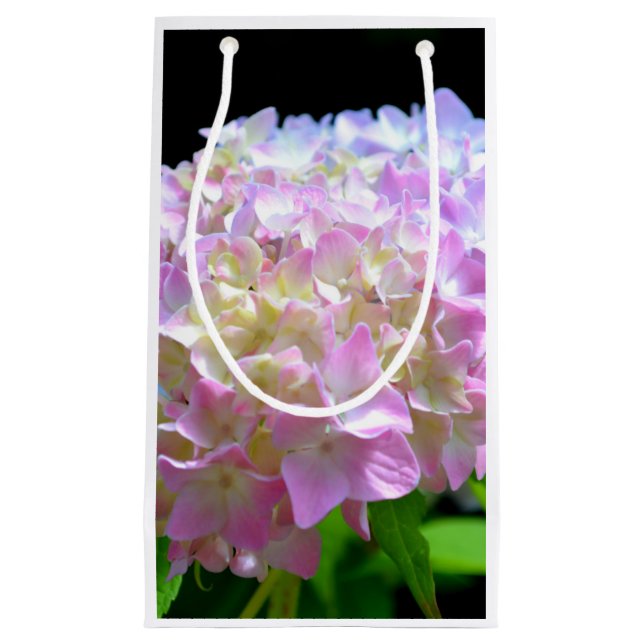 Soft pink yellow purple hydrangeas flowers small gift bag (Front)