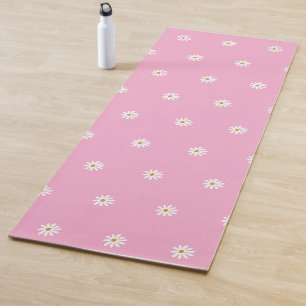 Soft Pink Yoga Mat with Blooming Flower Print