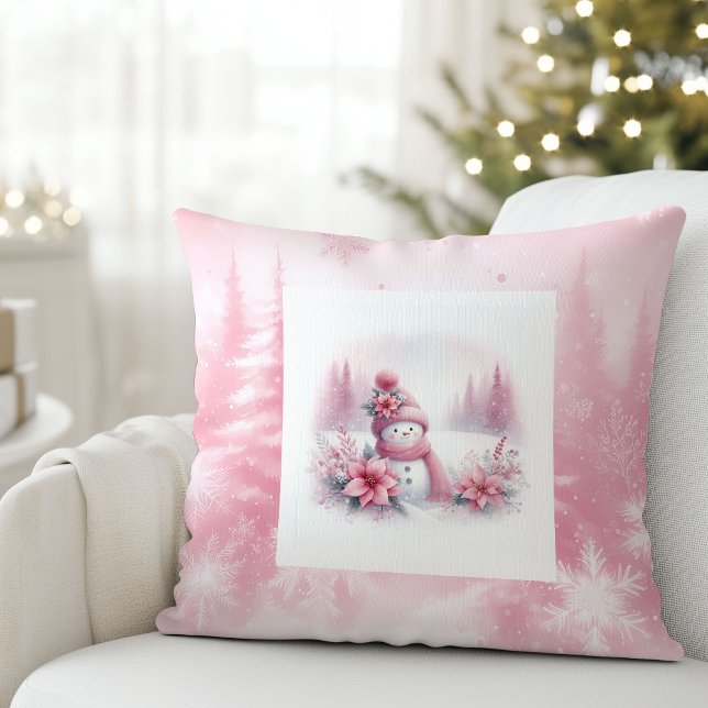 Soft Pinkmas Christmas Forest Snowman Pillow (Soft Pinkmas Christmas Forest Snowman Pillow)