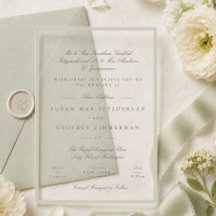 Soft Pistachio Acrylic Style Wedding Invitation