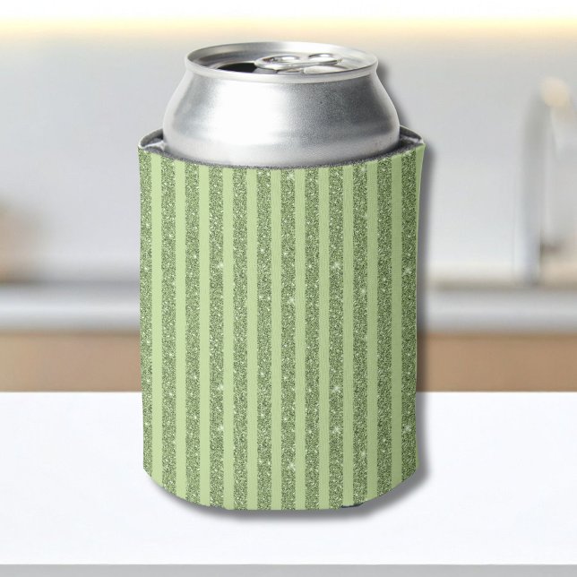 Soft Pistachio Glitter Style Minimal Pattern Can Cooler (Creator Uploaded)