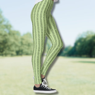 Soft Pistachio Glitter Style Minimal Pattern Leggings