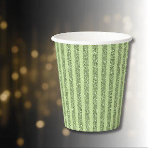 Soft Pistachio Glitter Style Minimal Pattern Paper Cups