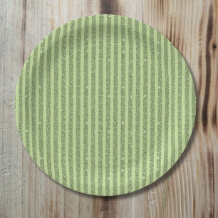 Soft Pistachio Glitter Style Minimal Pattern Paper Plate