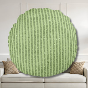 Soft Pistachio Glitter Style Minimal Pattern Round Cushion