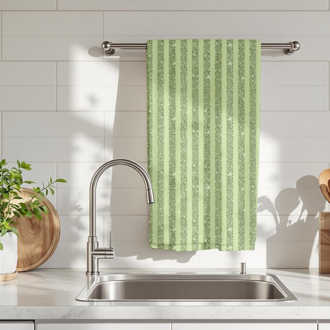 Soft Pistachio Glitter Style Minimal Pattern Tea Towel (Creator Uploaded)