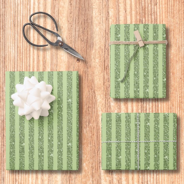 Soft Pistachio Glitter Style Minimal Pattern Wrapping Paper Sheet (Creator Uploaded)