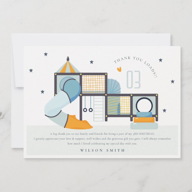 Soft Play Centre Indoor Jungle Gym Kids Birthday Thank You Card (Front)