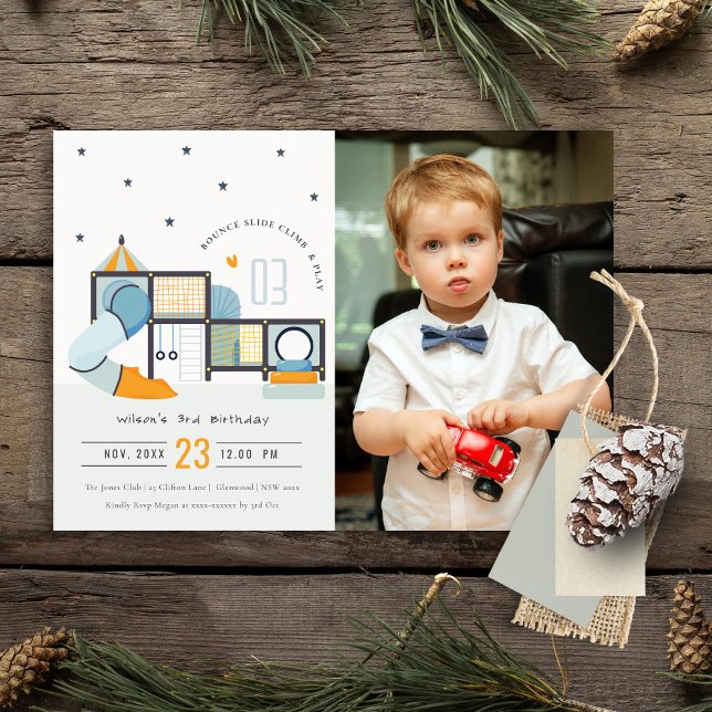 Soft Play Centre Jungle Gym Kids Photo Birthday Invitation (Creator Uploaded)