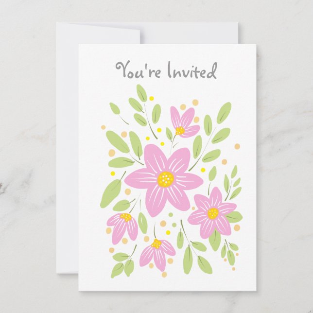 Soft Plum Pink Floral Bouquet Invitation (Front)