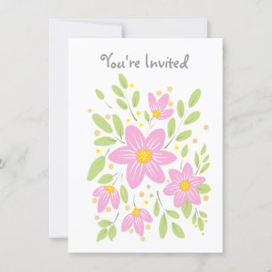 Soft Plum Pink Floral Bouquet Invitation