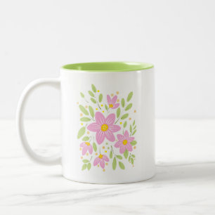 Soft Plum Pink Floral Bouquet Two-Tone Coffee Mug