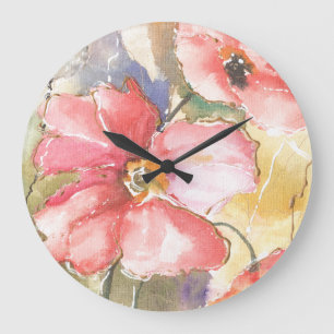 Soft Poppies I Large Clock