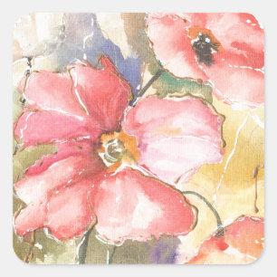 Soft Poppies I Square Sticker