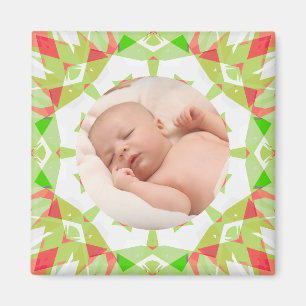 Soft Pretty Green Custom Christmas Photo Picture Magnet