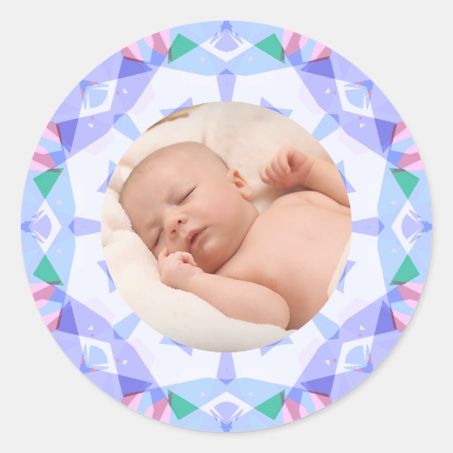 Soft Pretty Pastels Custom Christmas Photo Picture Classic Round Sticker (Front)