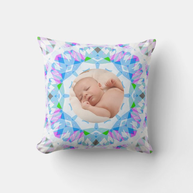 Soft Pretty Pastels Custom Christmas Photo Picture Cushion (Front)
