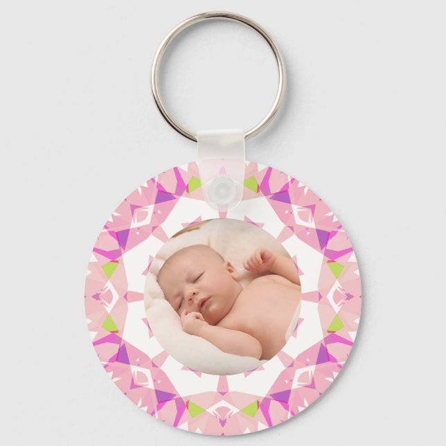 Soft Pretty Pastels Custom Christmas Photo Picture Key Ring (Front)