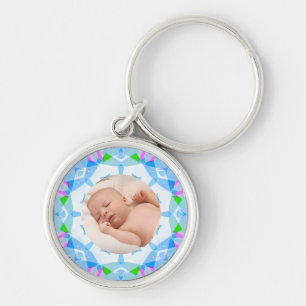 Soft Pretty Pastels Custom Christmas Photo Picture Key Ring