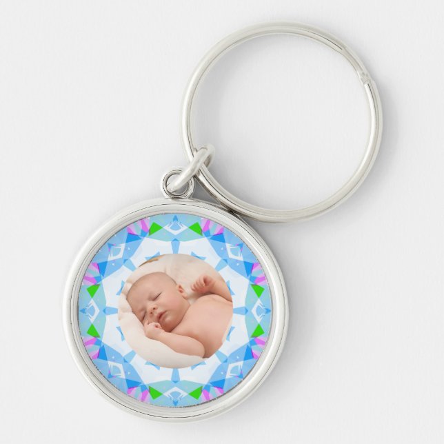 Soft Pretty Pastels Custom Christmas Photo Picture Key Ring (Front)