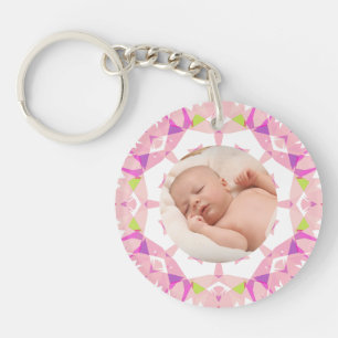 Soft Pretty Pastels Custom Christmas Photo Picture Key Ring