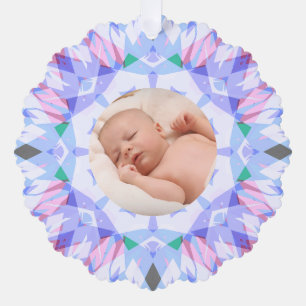 Soft Pretty Pastels Custom Christmas Photo Picture Tree Decoration Card