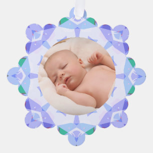 Soft Pretty Purple Pastels Custom Christmas Photo Tree Decoration Card