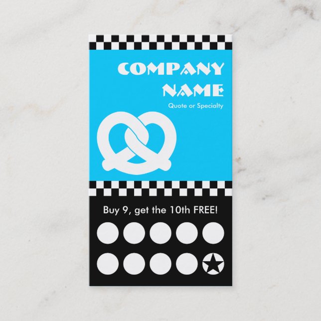 soft pretzel checkers punchcard loyalty card (Front)