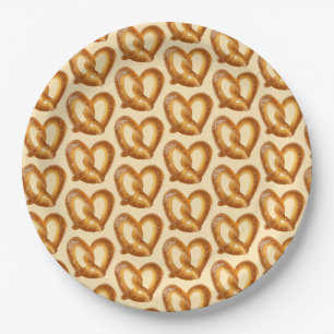 Soft Pretzel With Salt Paper Plate