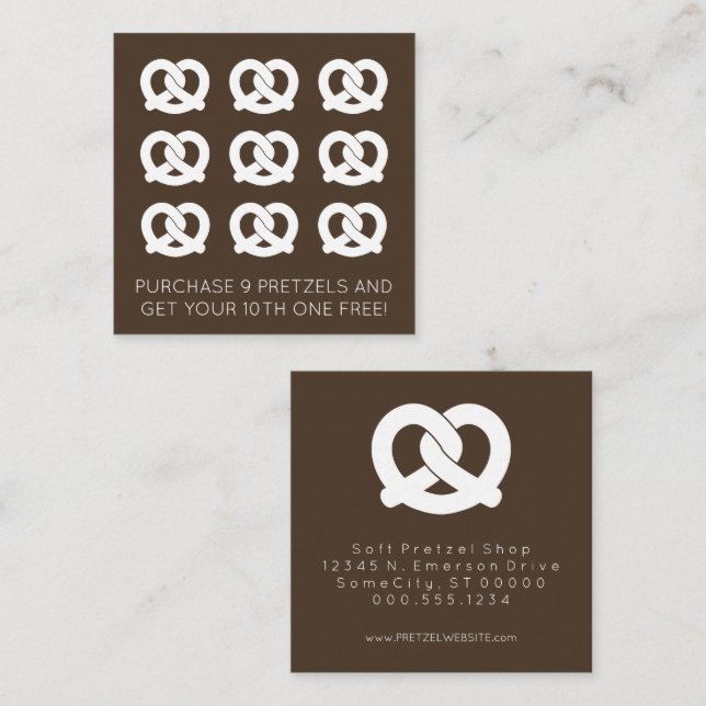 soft pretzels loyalty stamp colour customisable card (Front/Back)