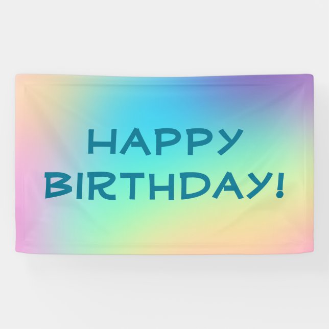Soft Prismatic Pastel Gradient "Happy Birthday" Banner (Horizontal)
