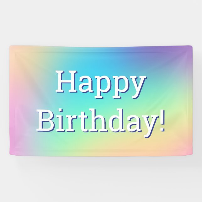 Soft Prismatic Pastel Gradient "Happy Birthday" Banner (Horizontal)