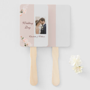 Soft purple and grey effects with flowers hand fan